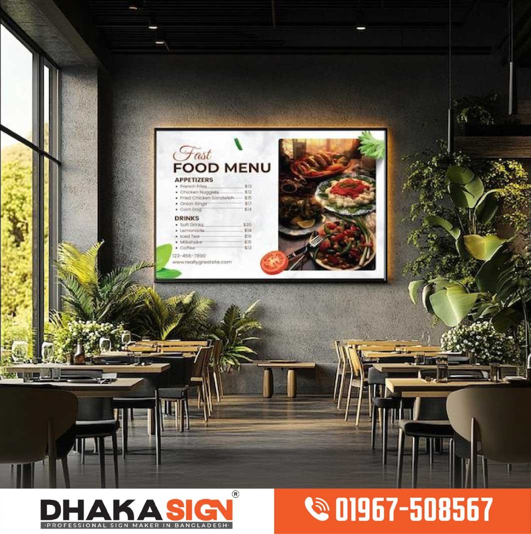 Digital LED screen Digital tv screen menu mockup